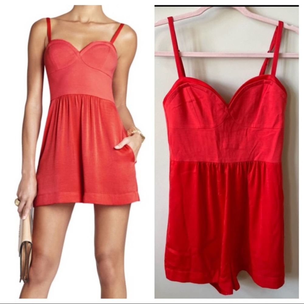 BCBG MaxAzria Bridget Poppy Red Romper Size S 14512